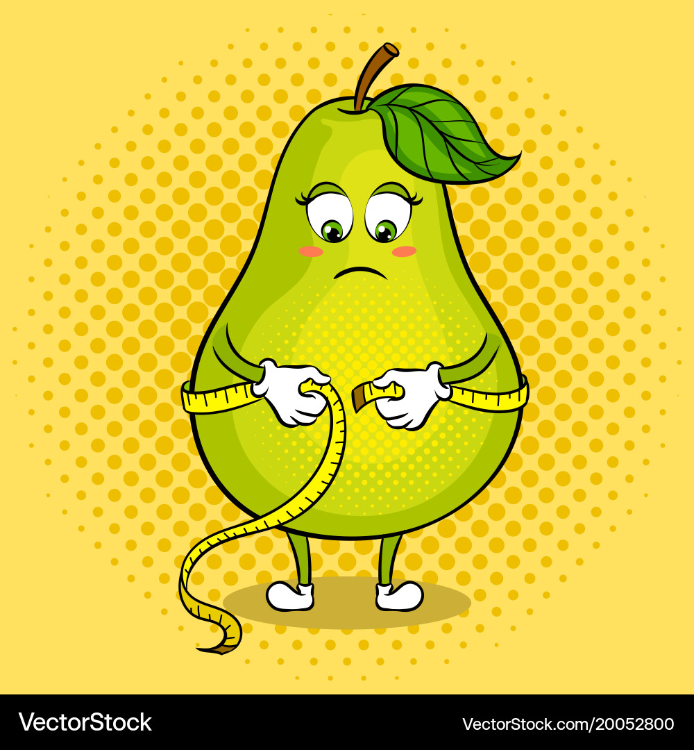 Pear Measuring Waist - Retro Pop Art Vector Image
