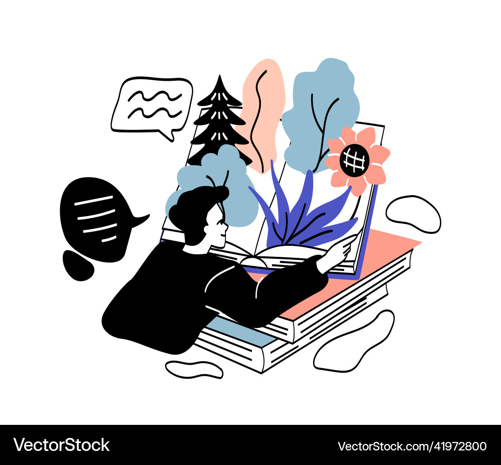 Person mit interessantem Buch abstraktes Konzept Person mit interessantem Buch abstraktes Konzept vektorbild