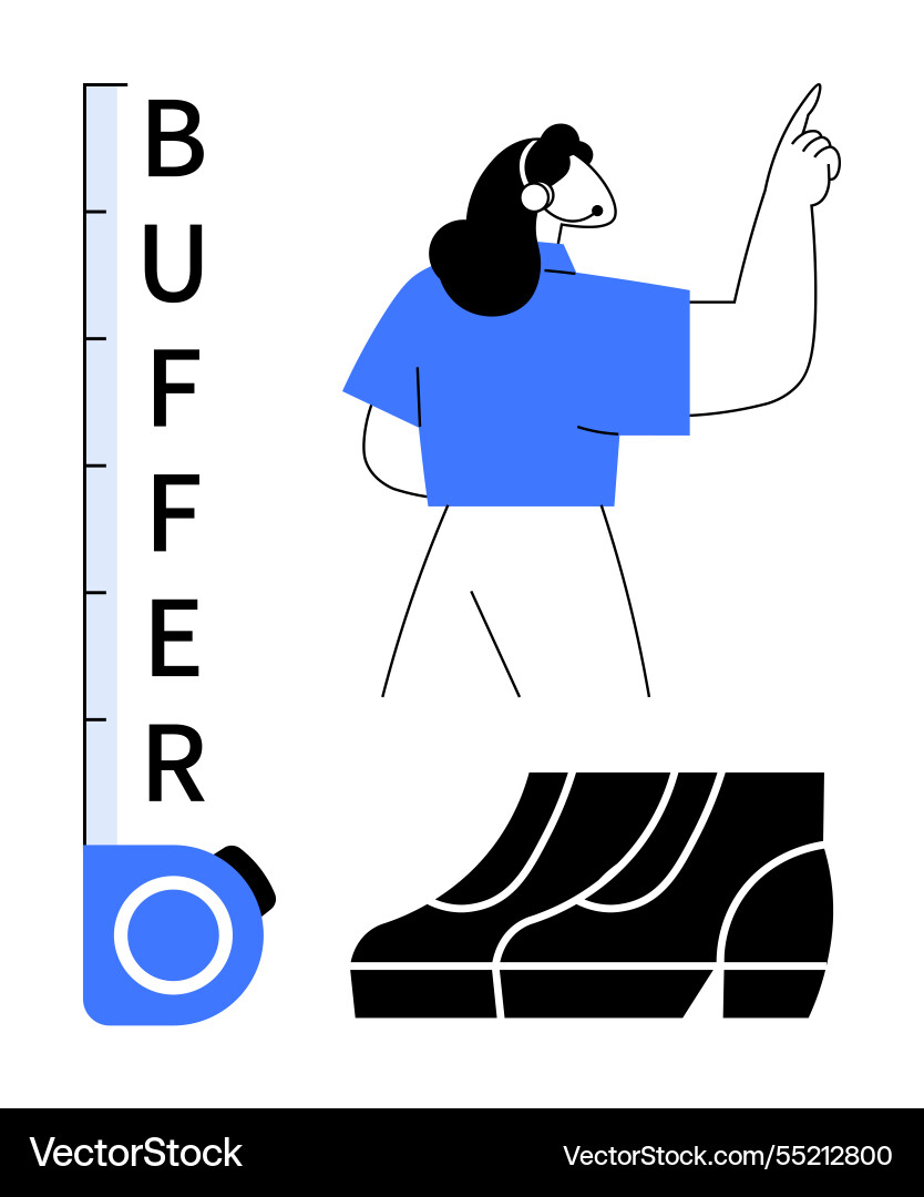 Person pointing upward with buffer text and shoe Person pointing upward with buffer text and shoe vector image