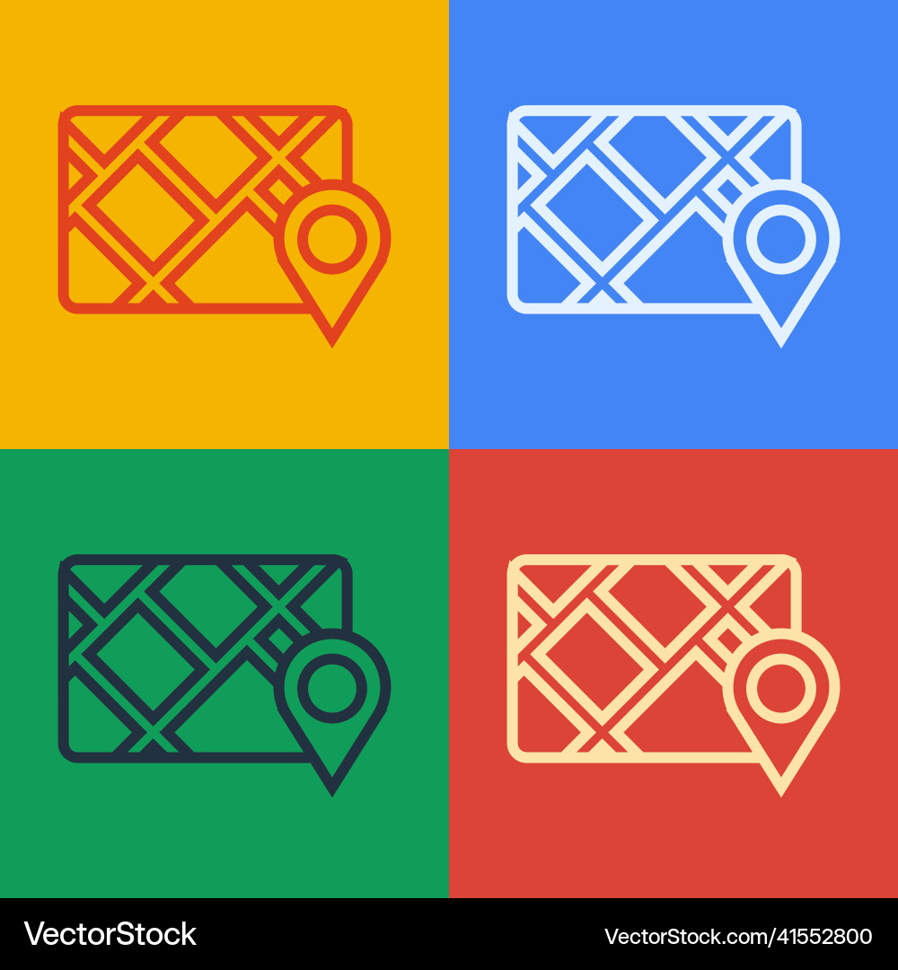 Pop art line gps device with map icon isolated Pop art line gps device with map icon isolated vector image