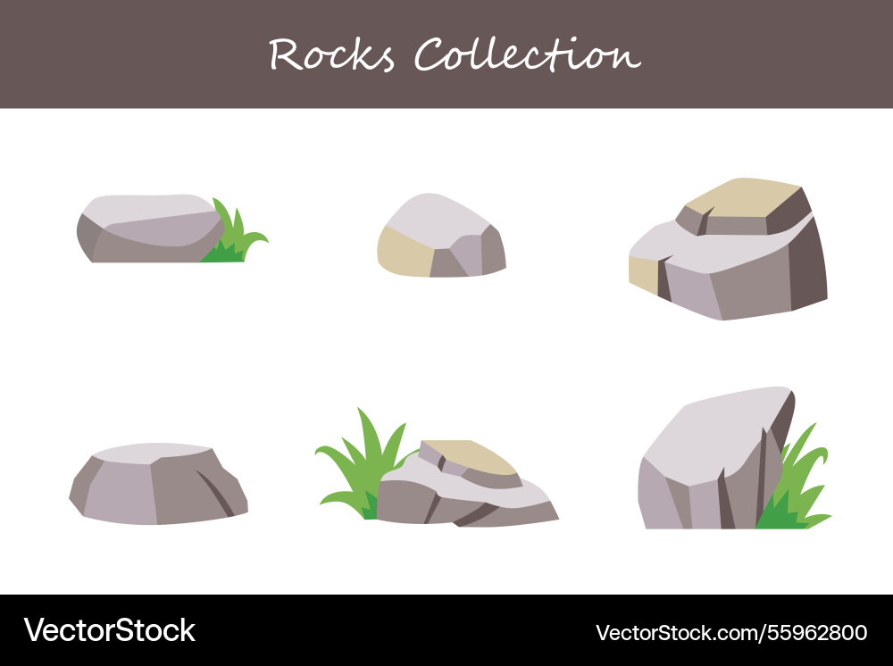 Rocks collection in different style Rocks collection in different style vector image