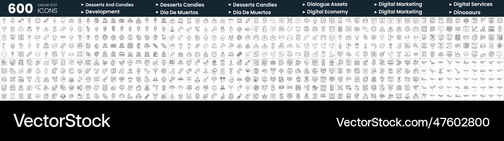 Set of 600 thin line icons in this bundle include vector image