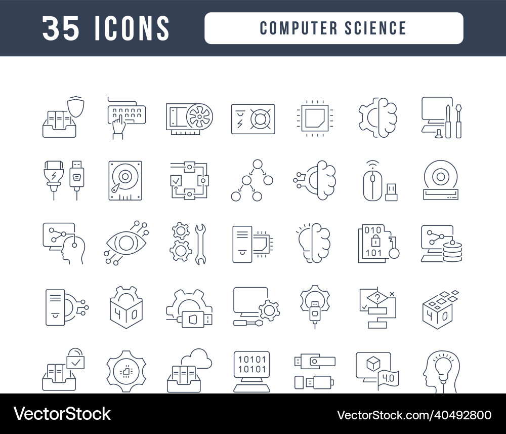 Set of linear icons computer science Set of linear icons computer science vector image