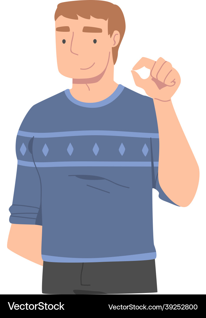 Smiling man character showing hand gesture Smiling man character showing hand gesture vector image