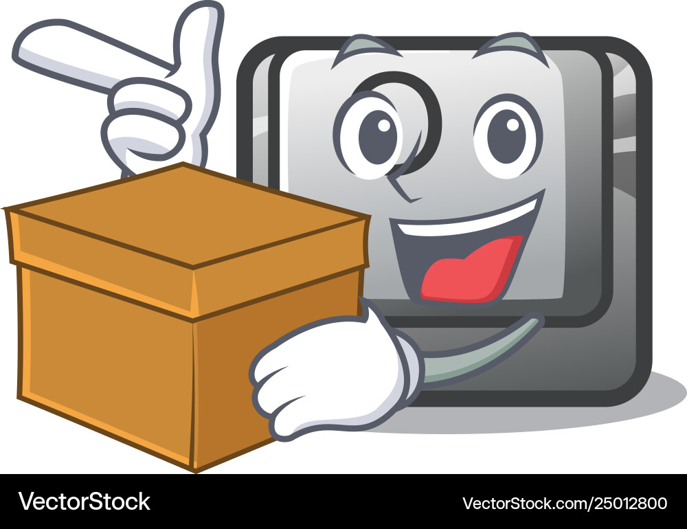 With box button o on a game character Vector Image