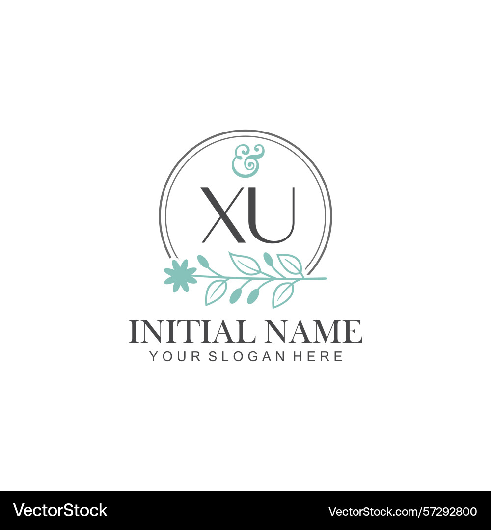 Xu initial logo templates with botanical elements Vector Image