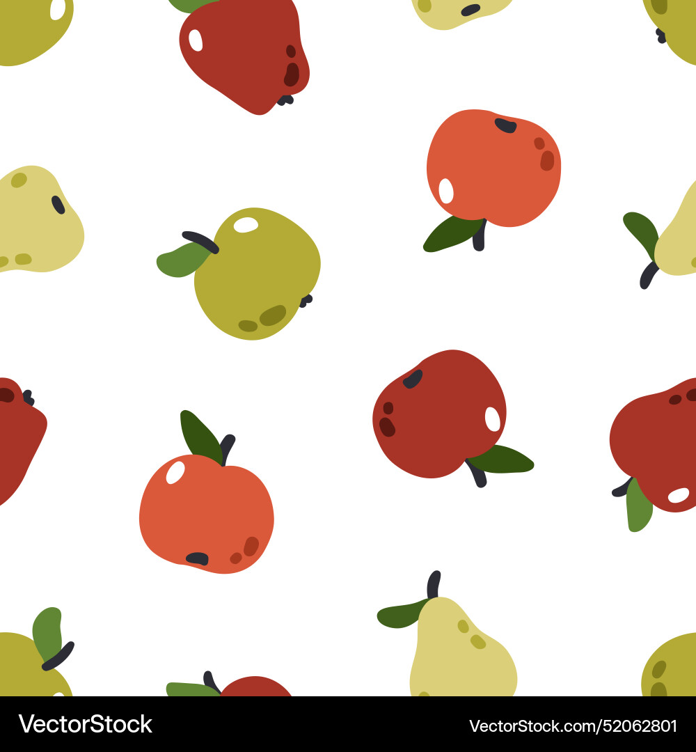Apples and pears seamless pattern garden fruits Apples and pears seamless pattern garden fruits Vector Image