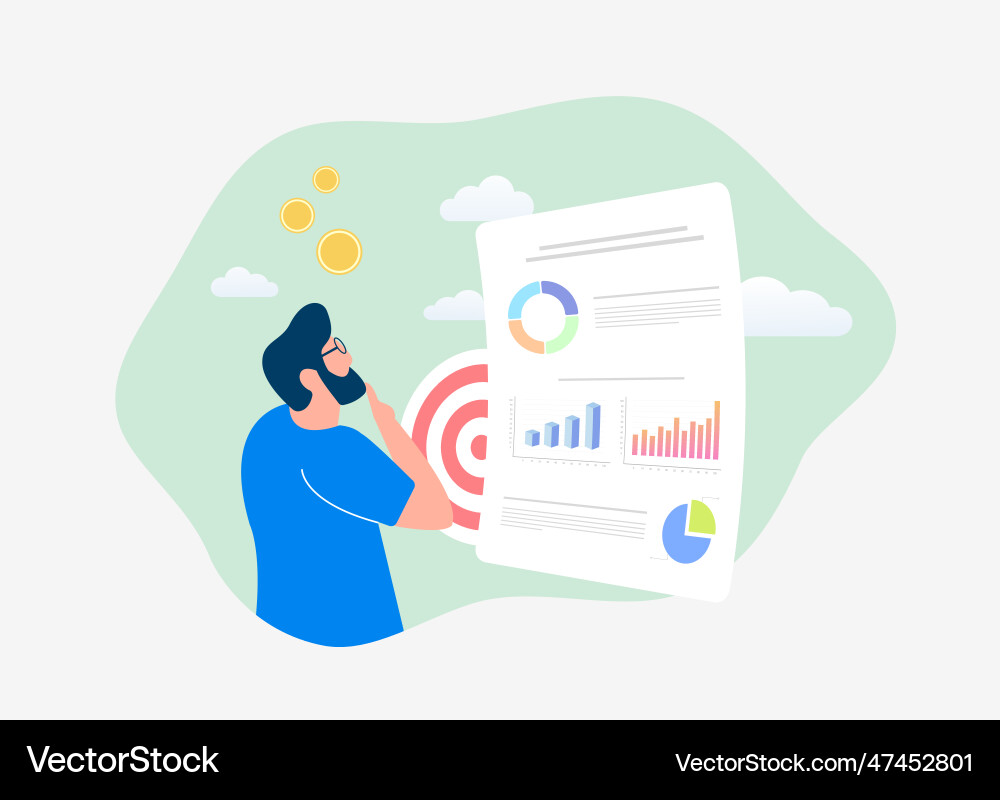 Business data analysis with reports and graphs Business data analysis with reports and graphs vector image