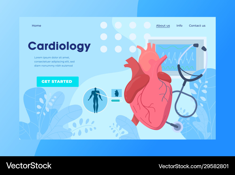 Cardiology website design heart disease treatment Cardiology website design heart disease treatment vector image