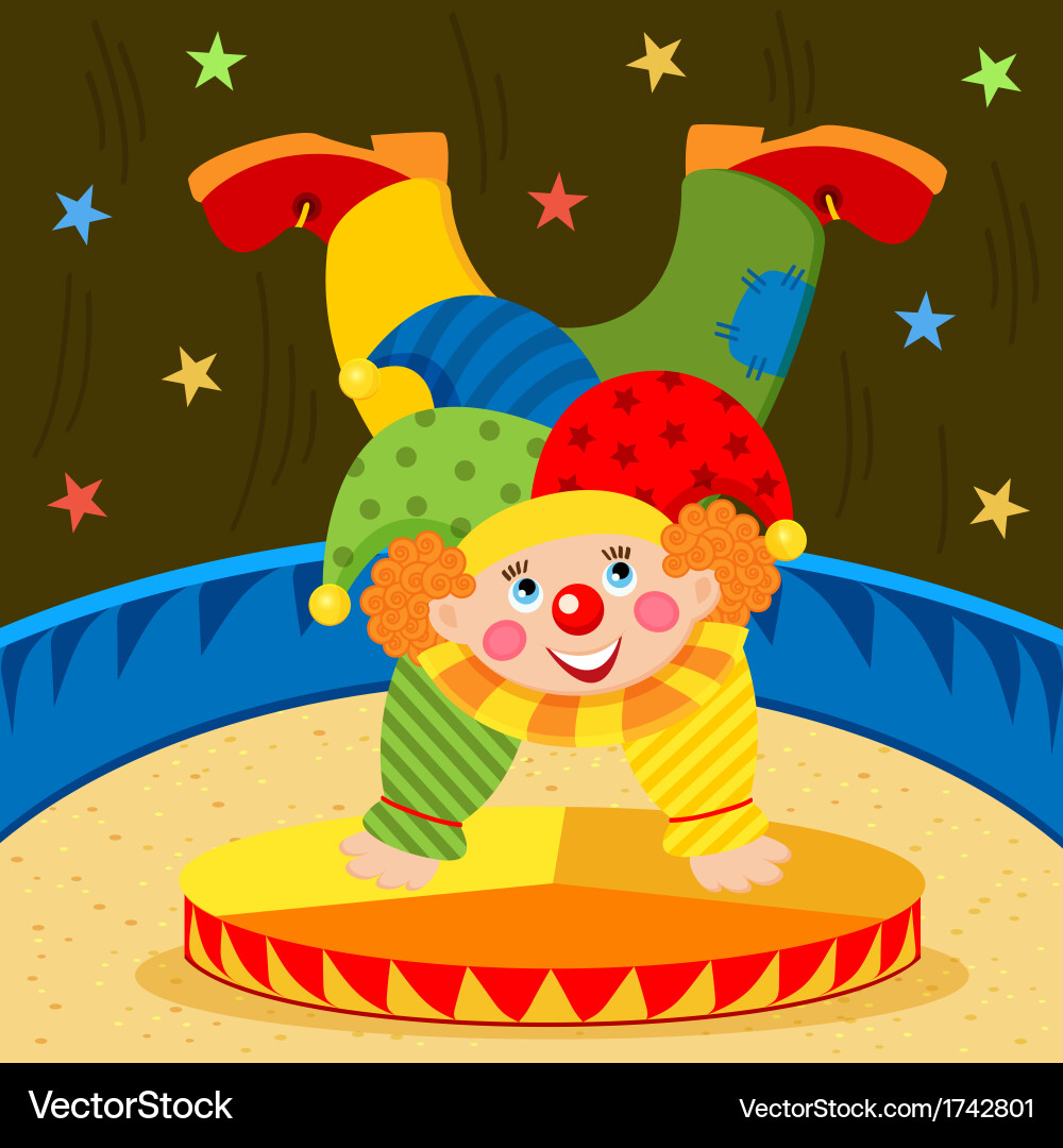 Clown on Stage Performance Vector Image