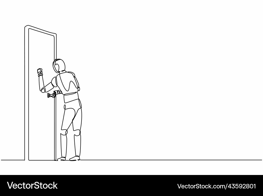 Continuous one line drawing robots standing Continuous one line drawing robots standing vector image