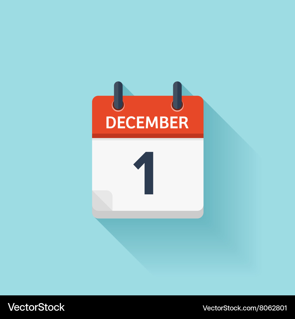 December 1 Calendar Icon Vector Image