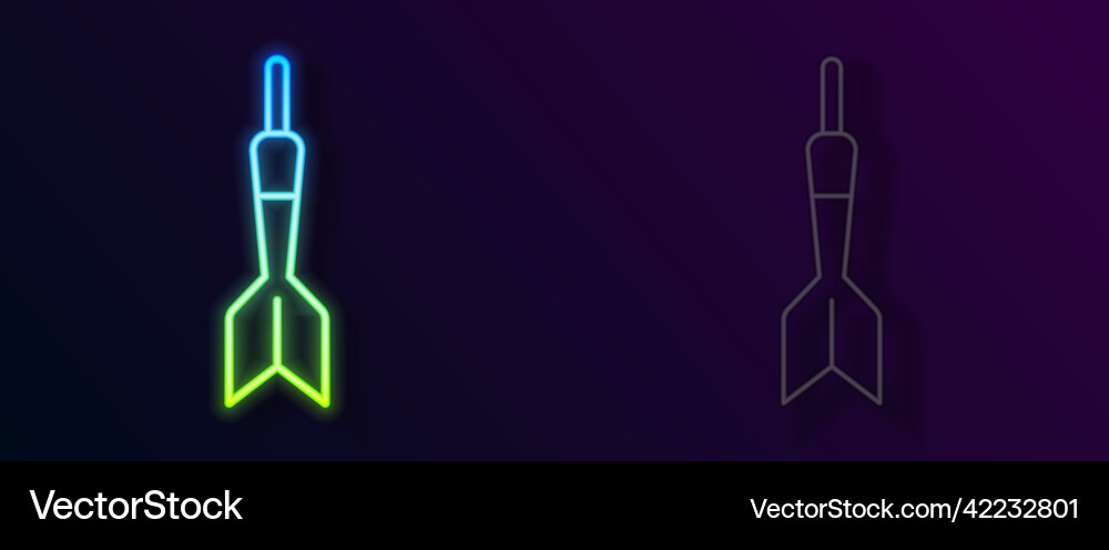 Glowing neon line dart arrow icon isolated Vector Image