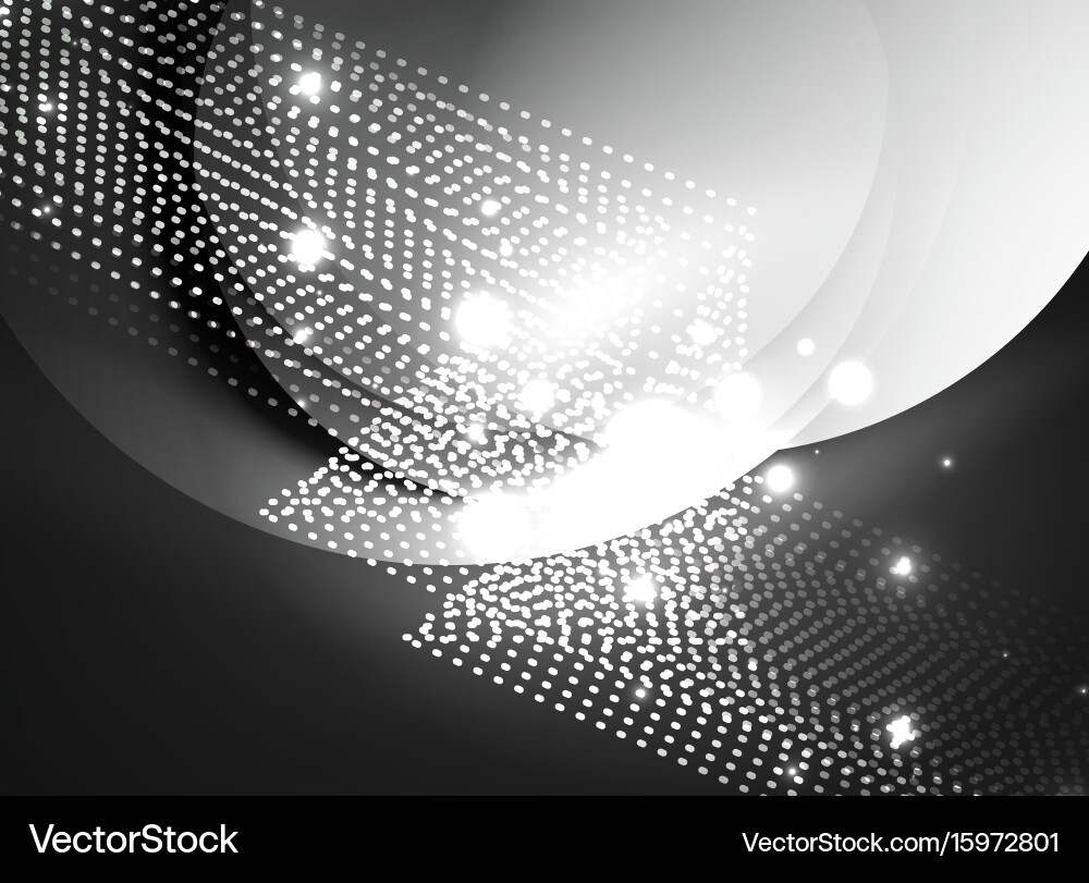Glowing wave created with particles on dark color Vector Image