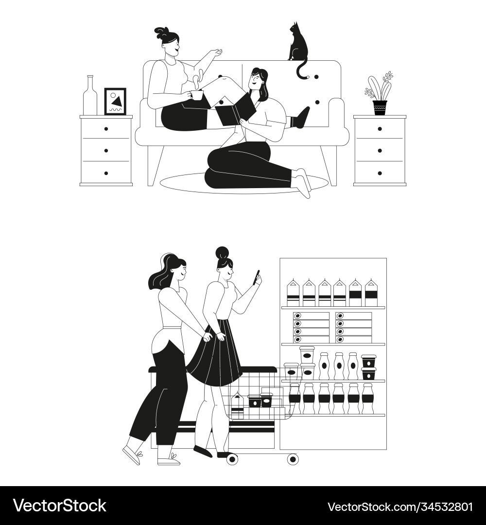 Happy female lgbt couple or family living together Happy female lgbt couple or family living together vector image
