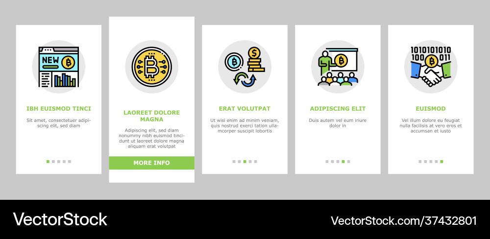 Ico initial coin offer onboarding icons set Vector Image
