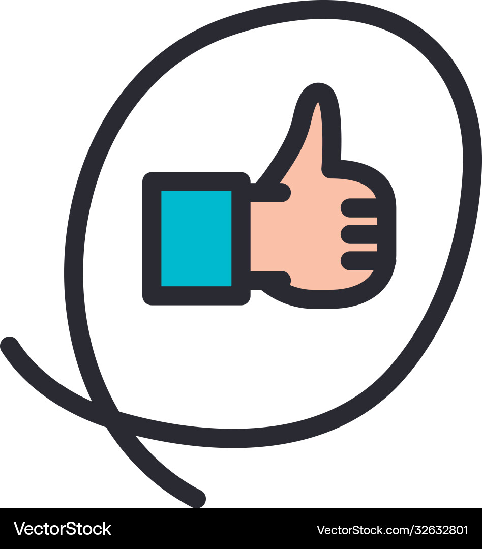 Like gesture with hand line and fill style icon Vector Image