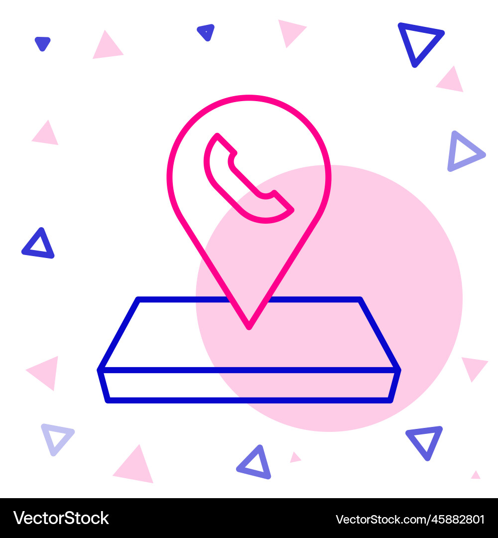 Line map pointer with telephone or communication Line map pointer with telephone or communication vector image