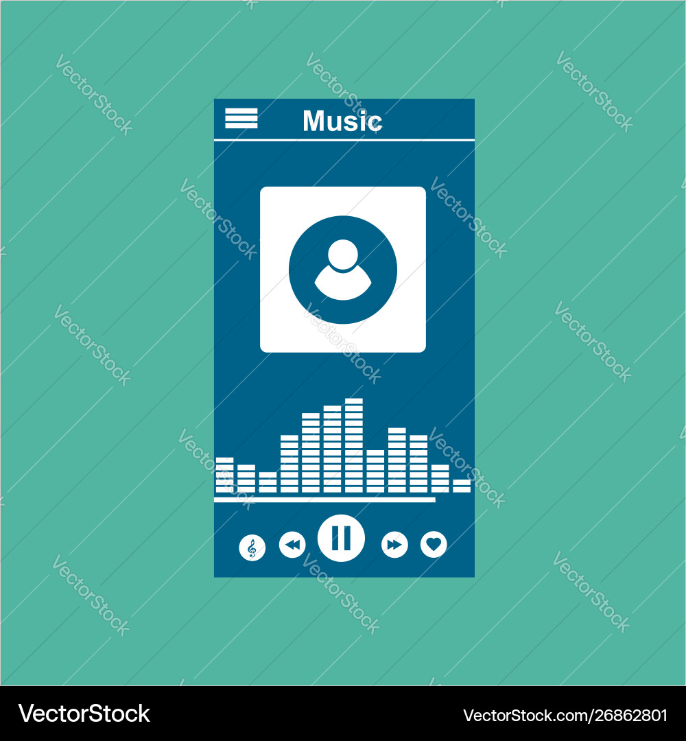 Media player application app template with flat Media player application app template with flat Vector Image