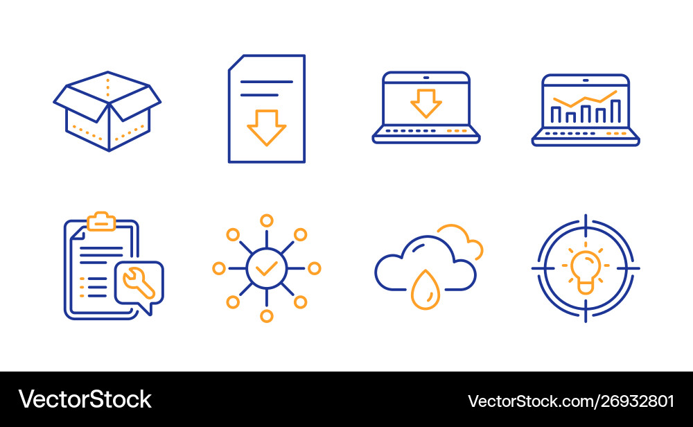 Open box web analytics and survey check icons set Open box web analytics and survey check icons set vector image