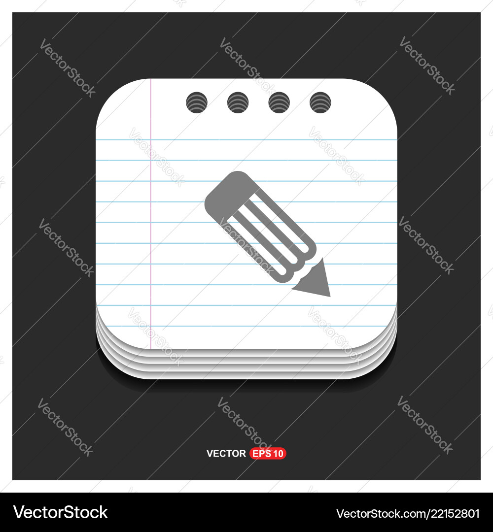 Pencil icon gray on notepad style template Vector Image
