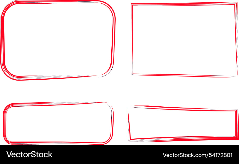 Red curved abstract frames set Vector Image