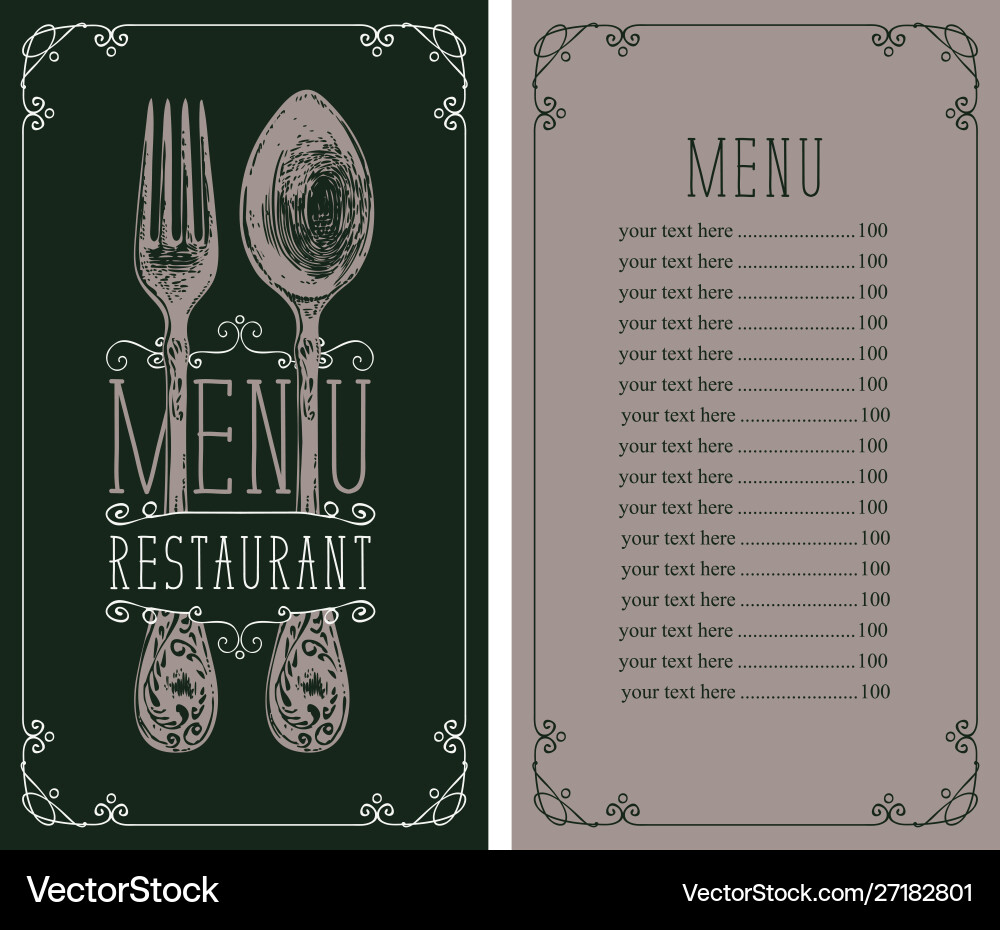 Restaurant menu with price list realistic fork Restaurant menu with price list realistic fork vector image