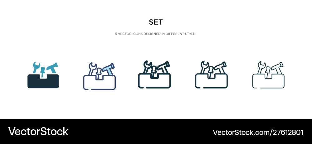 Set icon in different style two colored Set icon in different style two colored vector image