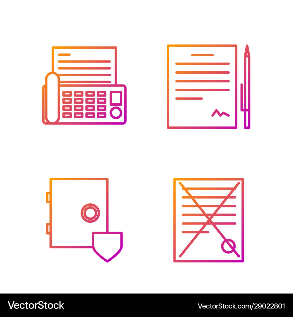 Set line delete file document safe with shield Vector Image