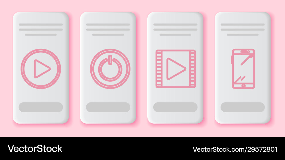 Set line play in circle power button video Set line play in circle power button video vector image