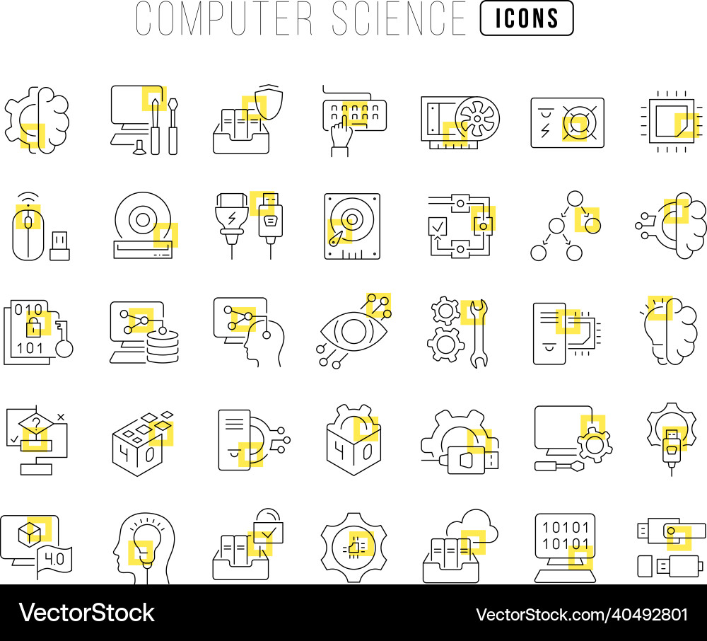 Set of linear icons computer science Set of linear icons computer science vector image