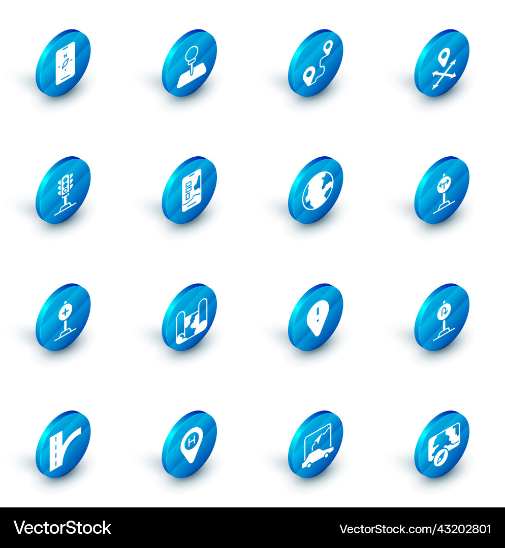Set push pin route location traffic Set push pin route location traffic vector image