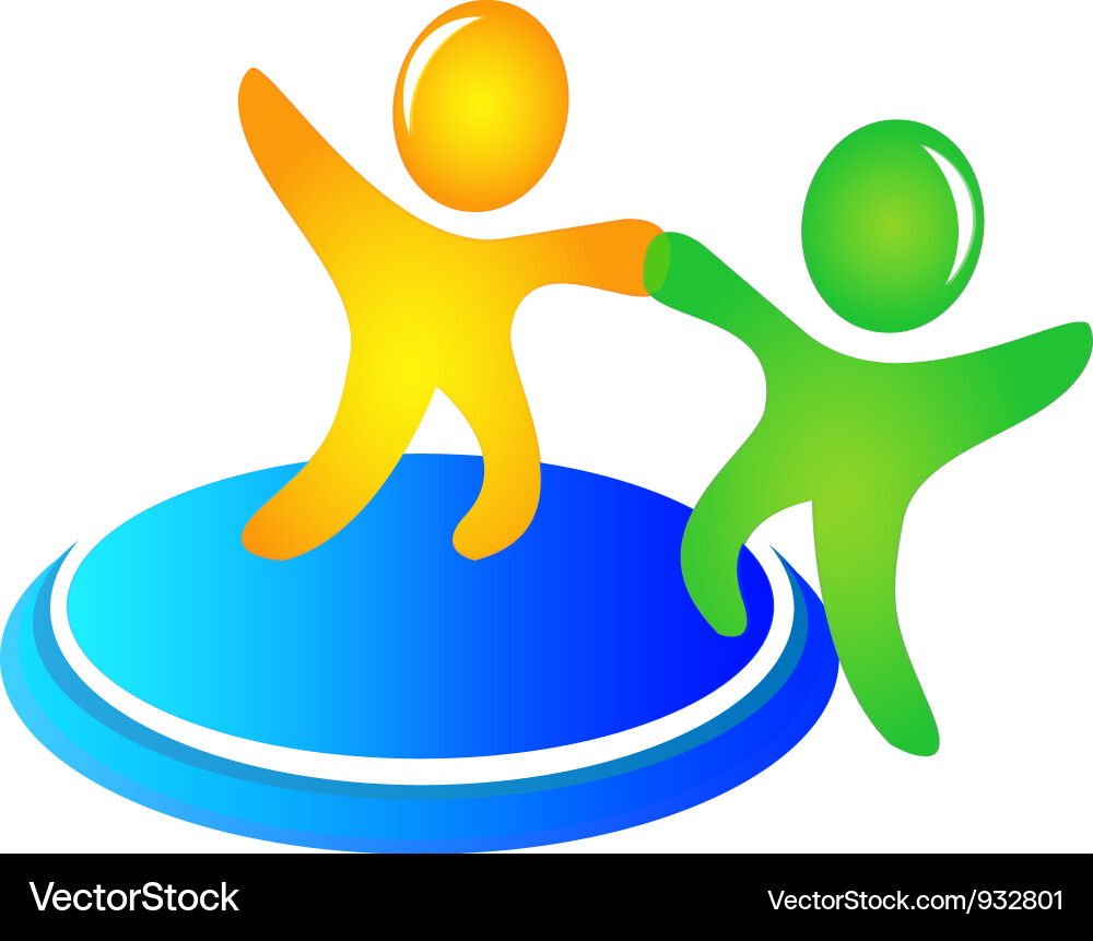 Teamwork helping logo Royalty Free Vector Image