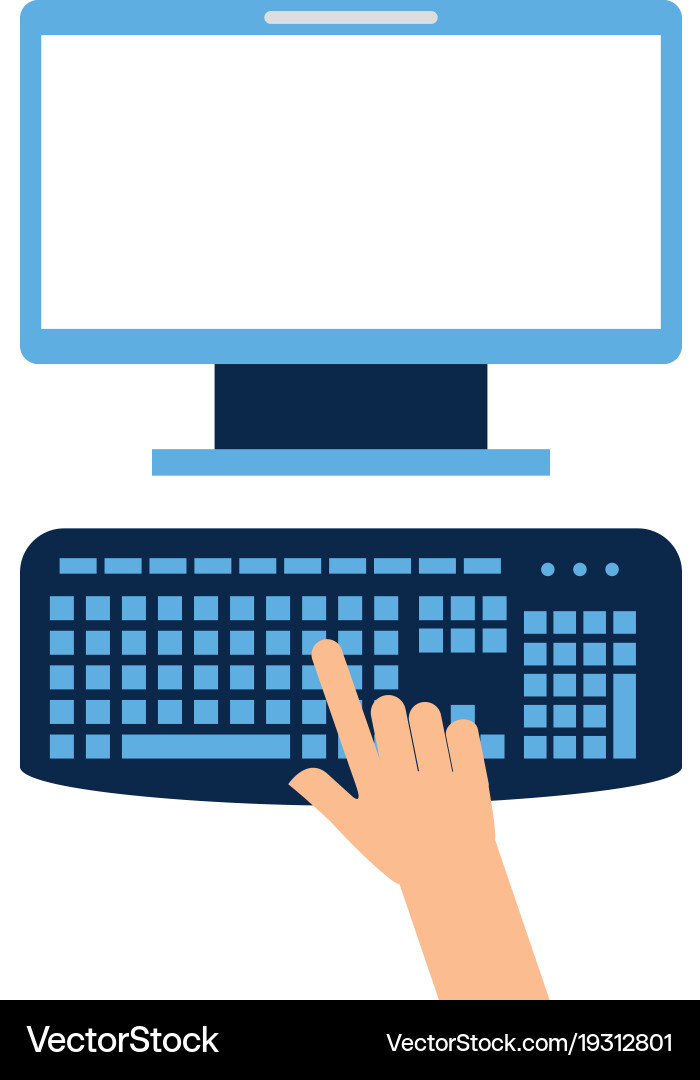 User with computer desktop vector image