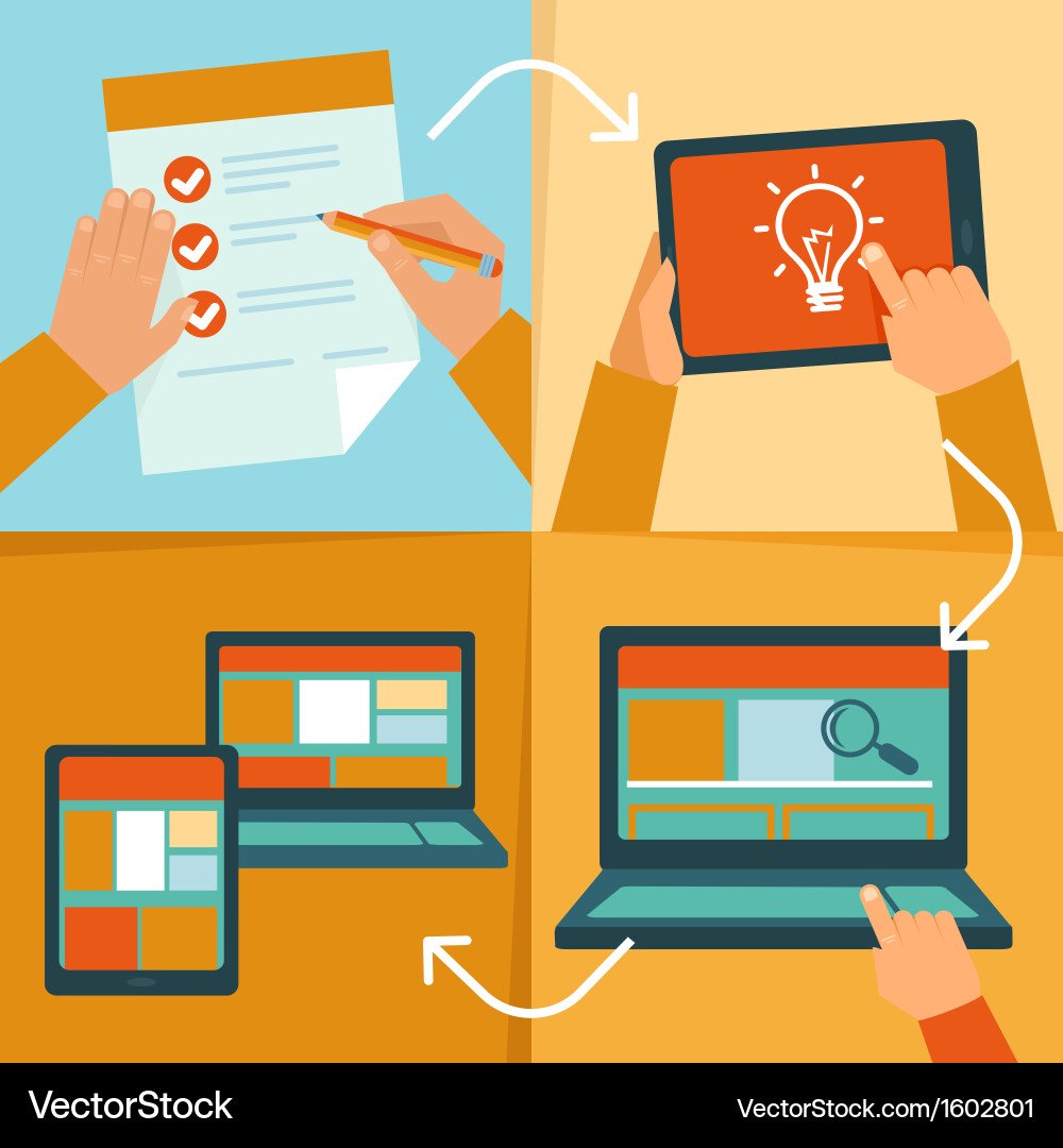 Web Development Workflow Icons vector image