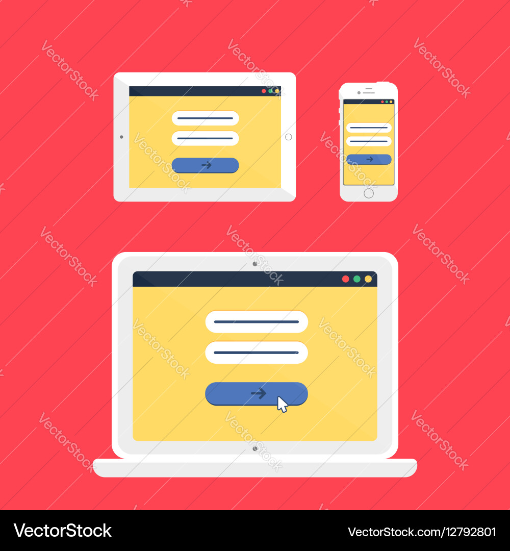 Web template of adaptive online login form vector image
