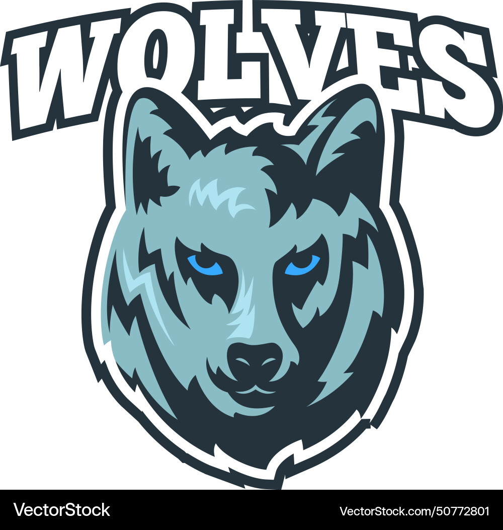 Wolves team logo aggressive animal head badge vector image