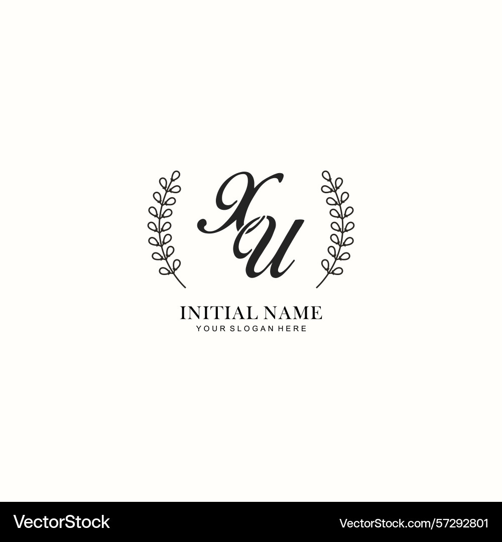 Xu initial logo templates with botanical elements Xu initial logo templates with botanical elements Vector Image