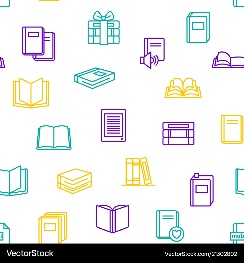 Book thin line seamless pattern background Book thin line seamless pattern background vector image