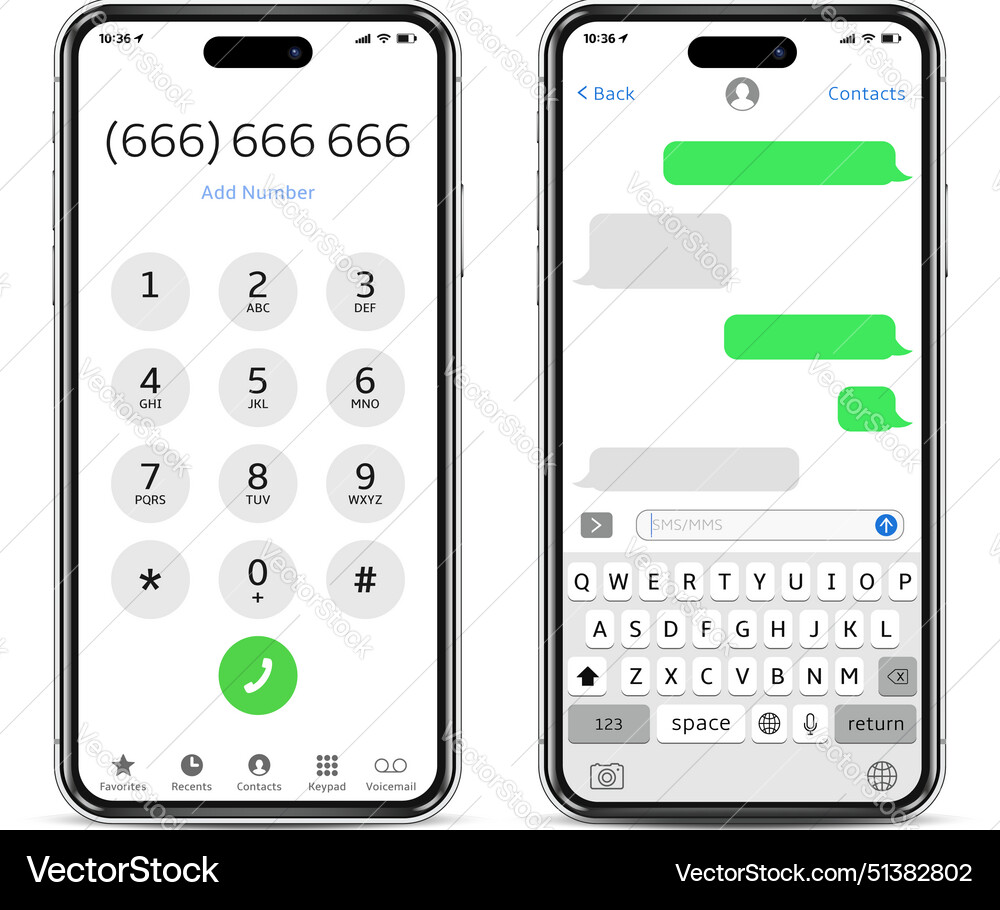 Cellphone mock up keypad and virtual keyboards vector image