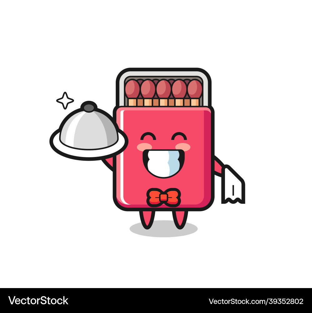Character mascot of matches box as a waiters Character mascot of matches box as a waiters vector image