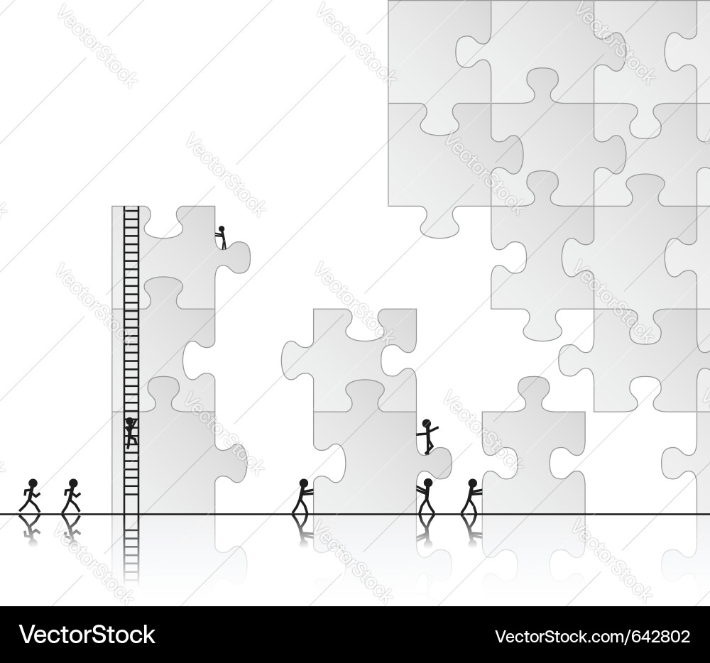 Collaborative Puzzle Solving Vector Image