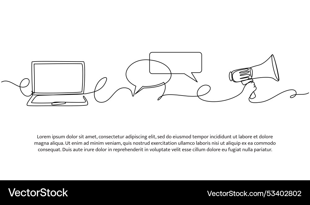 Continuous one line design of digital information Vector Image