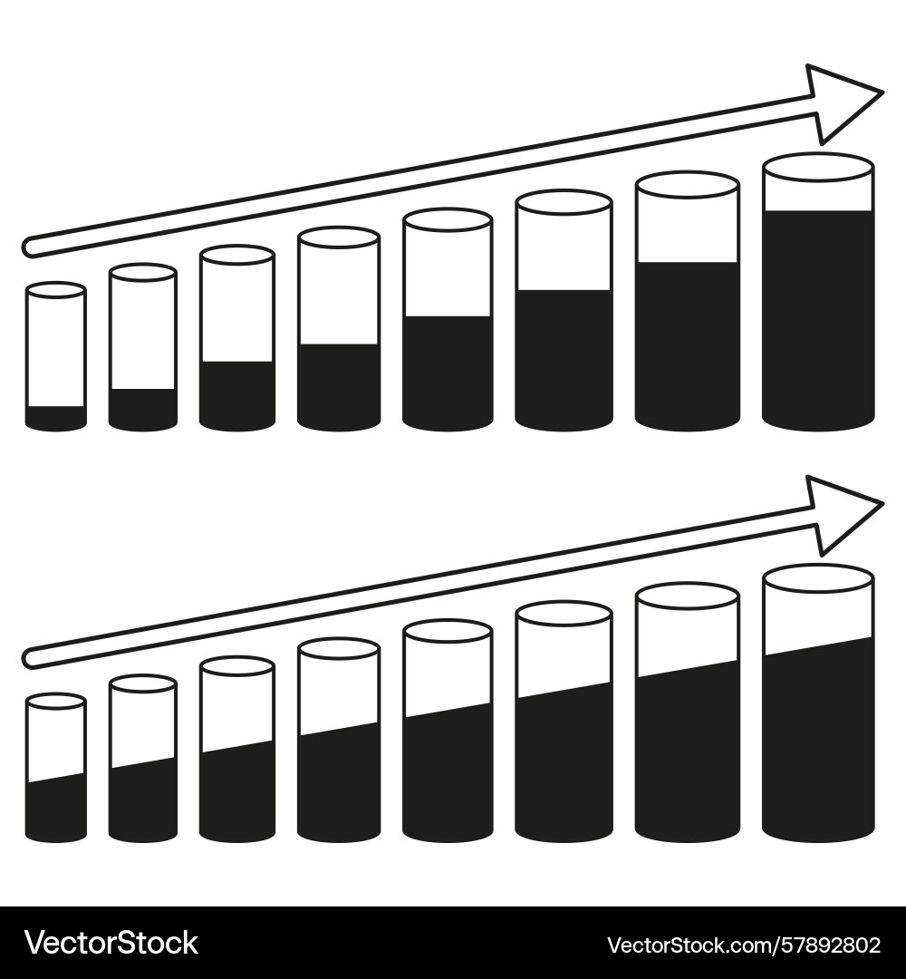 Growth bar graph progress business data chart Growth bar graph progress business data chart Vector Image