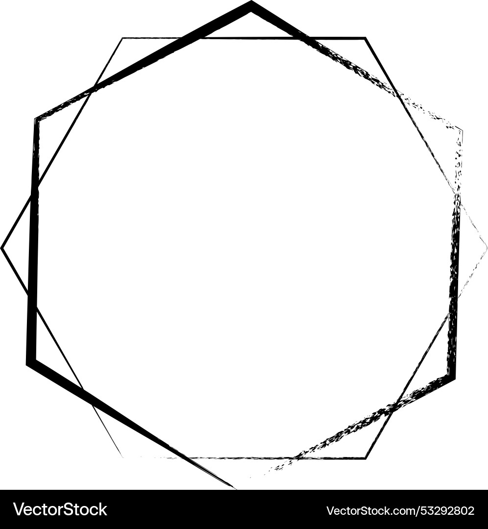 Hexagon grunge texture element frame border shape Hexagon grunge texture element frame border shape vector image