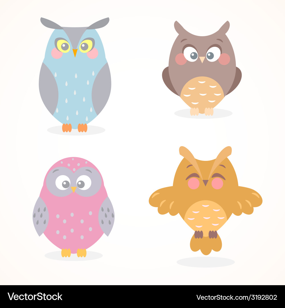 Owls set Royalty Free Vector Image - VectorStock