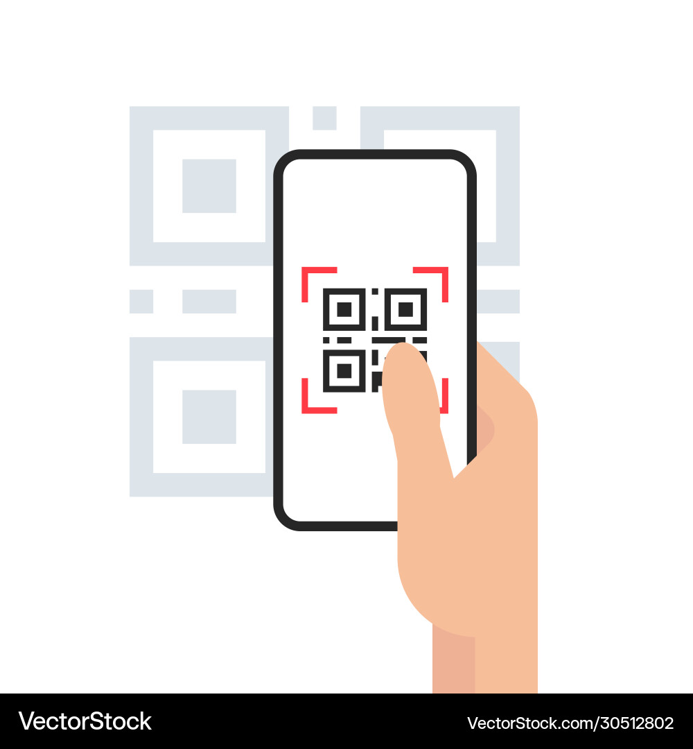 Qr code mobile phone scan on screen vector image