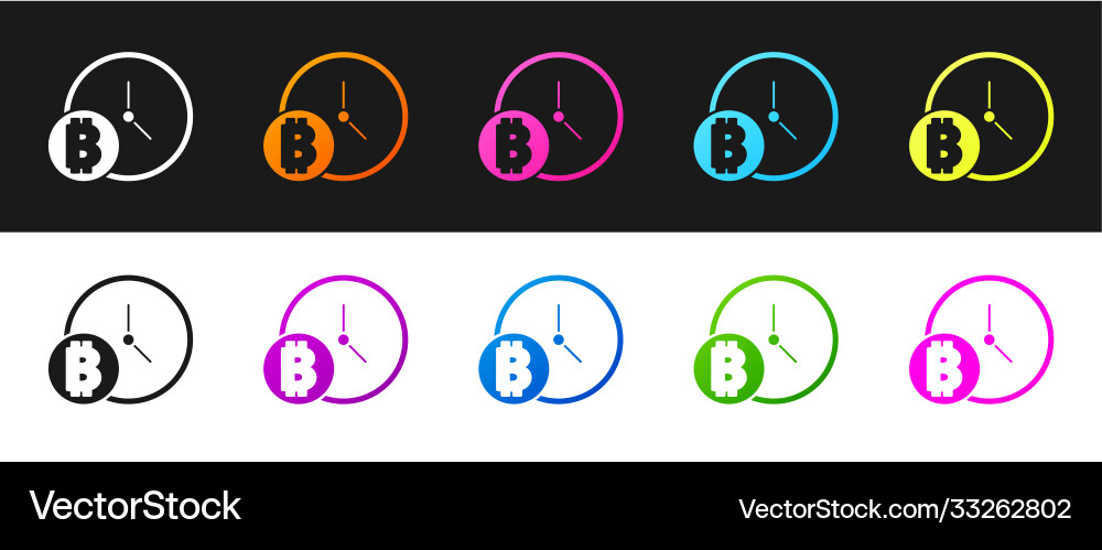 Set cryptocurrency coin bitcoin with clock icon Vector Image