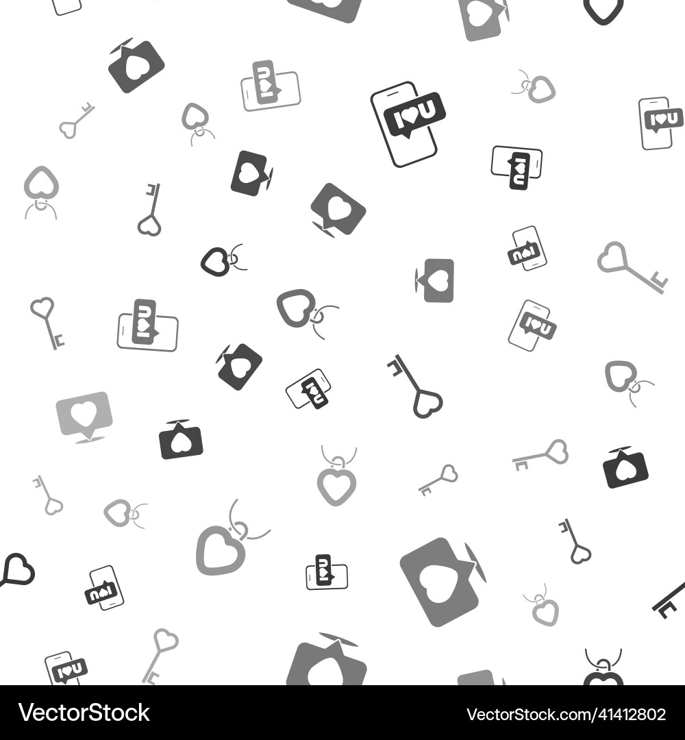 Set mobile with heart like and key in shape Set mobile with heart like and key in shape vector image