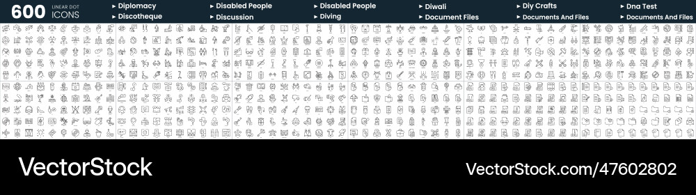 Set of 600 thin line icons in this bundle include Set of 600 thin line icons in this bundle include vector image